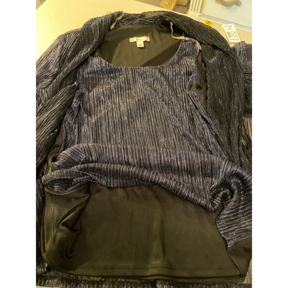 Dressbarn Open Front Jacket & Attached Top Black Metallic Medium - Picture 3 of 11